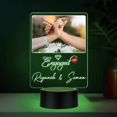 Personalized Couple Name & Engagement Date LED Night Lamp with Multicolored Light Engagement Gift for Friend, Bhaiya-Bhabhi, Sister & Jiju